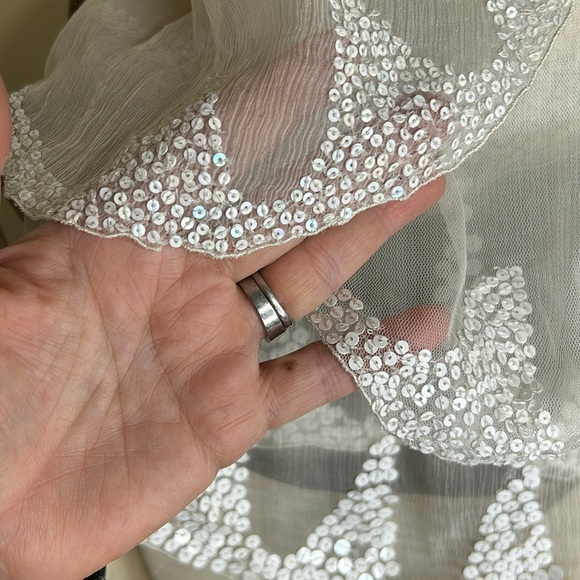 BNWOT A|X Armani Exchange Set Silk Cami, Sequin Layered Top with Hair Clip - Picture 10 of 15